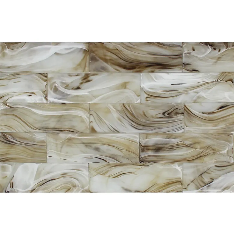 Arcus Glass White on Brown, 3" x 9" - Glass Tile